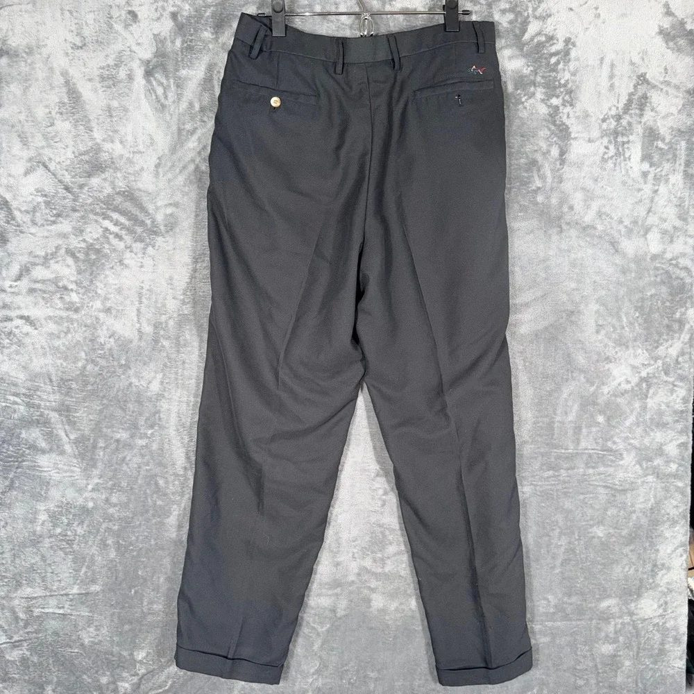 Greg Norman Collection Mens Golf Pants 34x30 Black Pleated Slacks - Picture 4 of 6